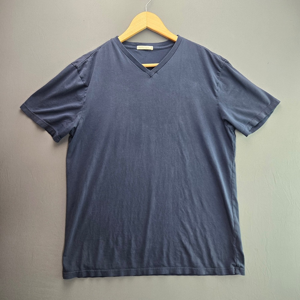 Marine Layer T Shirt V-Neck Size M Navy Blue Short Sleeve Cotton Blend Soft 4068